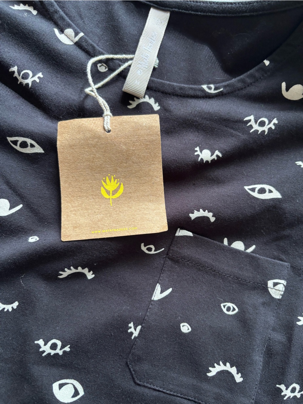 MATA TRADERS organic cotton ABBY LONG SLEEVE jersey knit DRESS medium mini BLACK - Picture 9 of 9